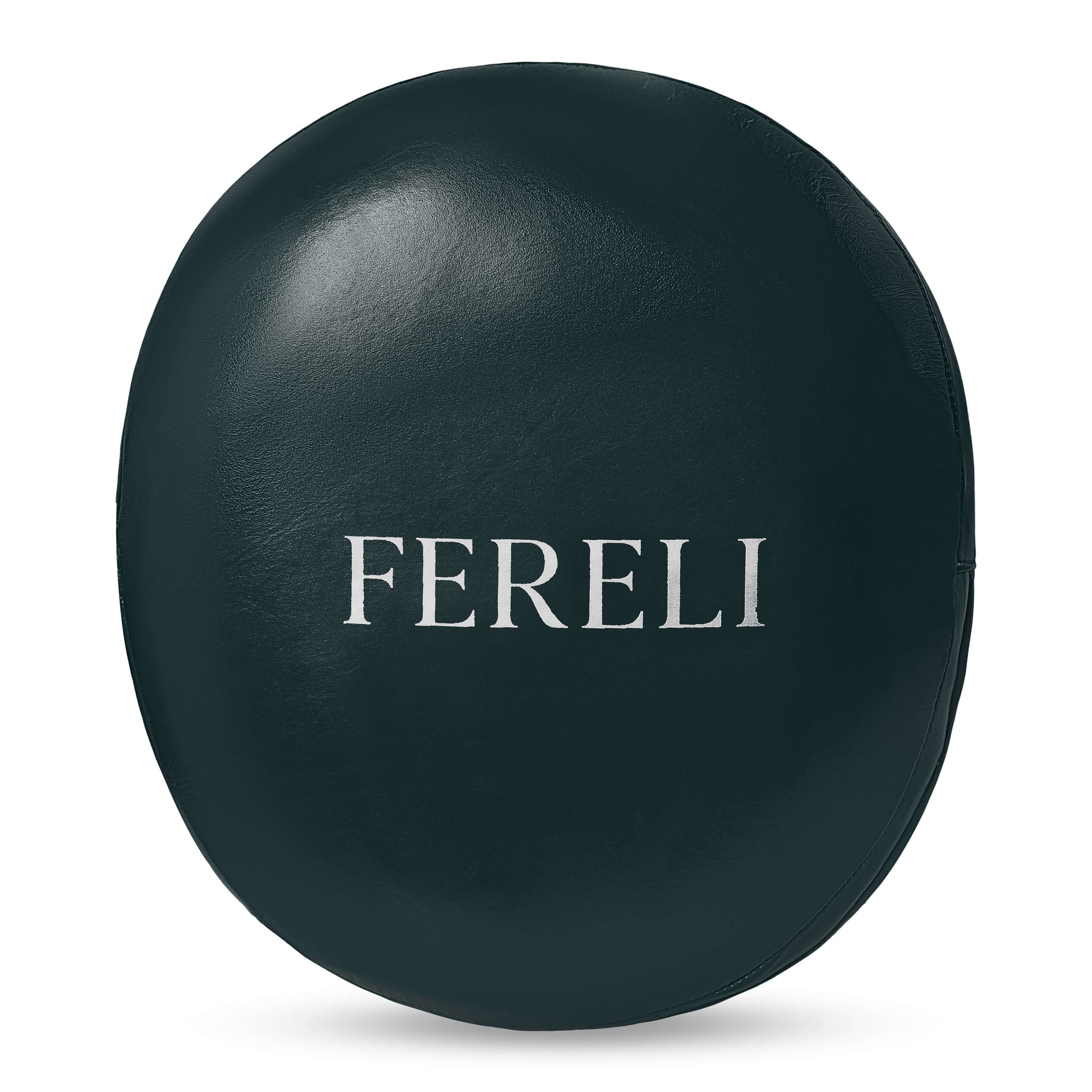 Front view of green Fereli Air Pad big mitts, durable leather boxing strike pads for kick and punch pad training.