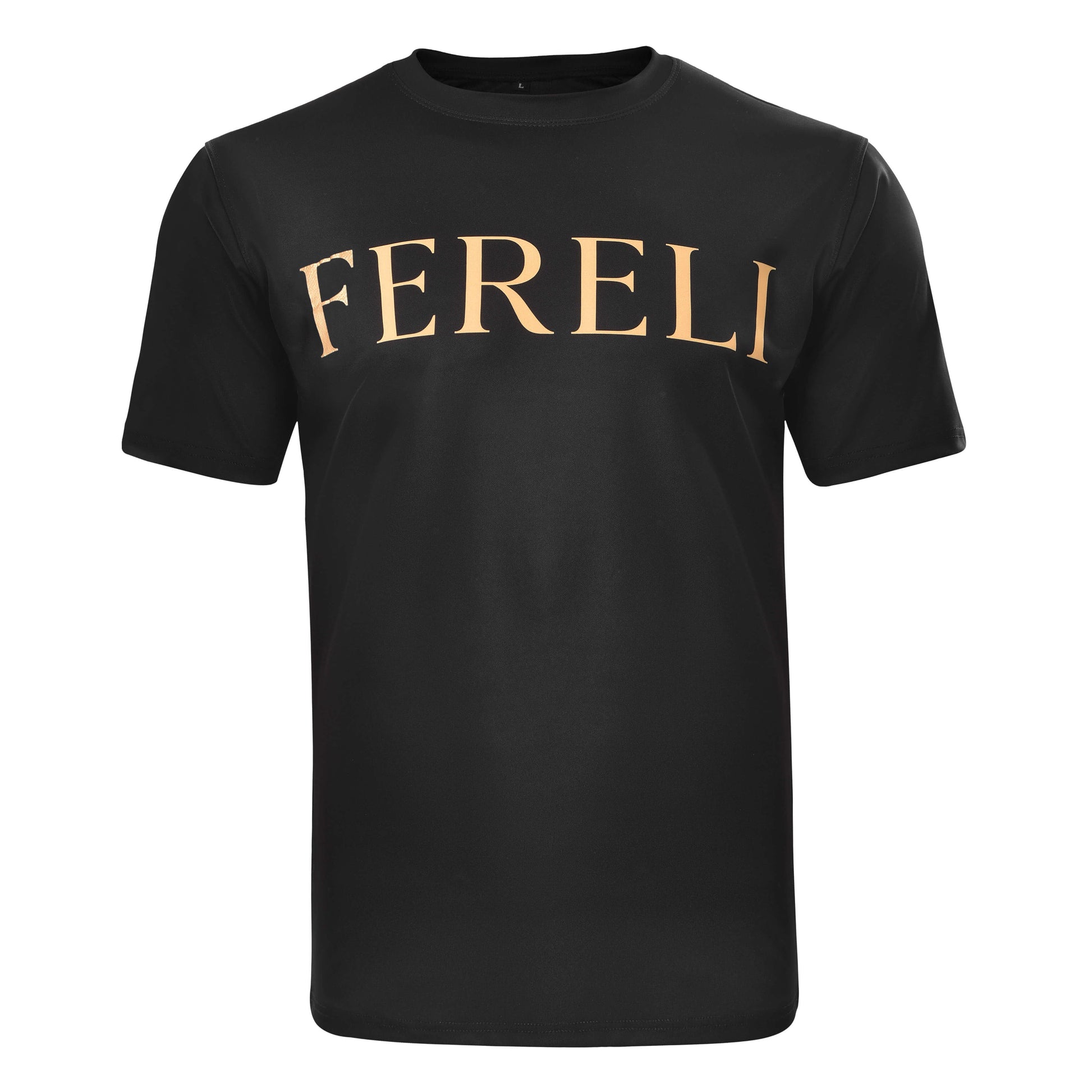 Black Fereli logo T-shirt featuring minimalist design, ideal for boxing fan apparel. Premium athletic wear from a modern boxing clothes shop and boxing clothing store.