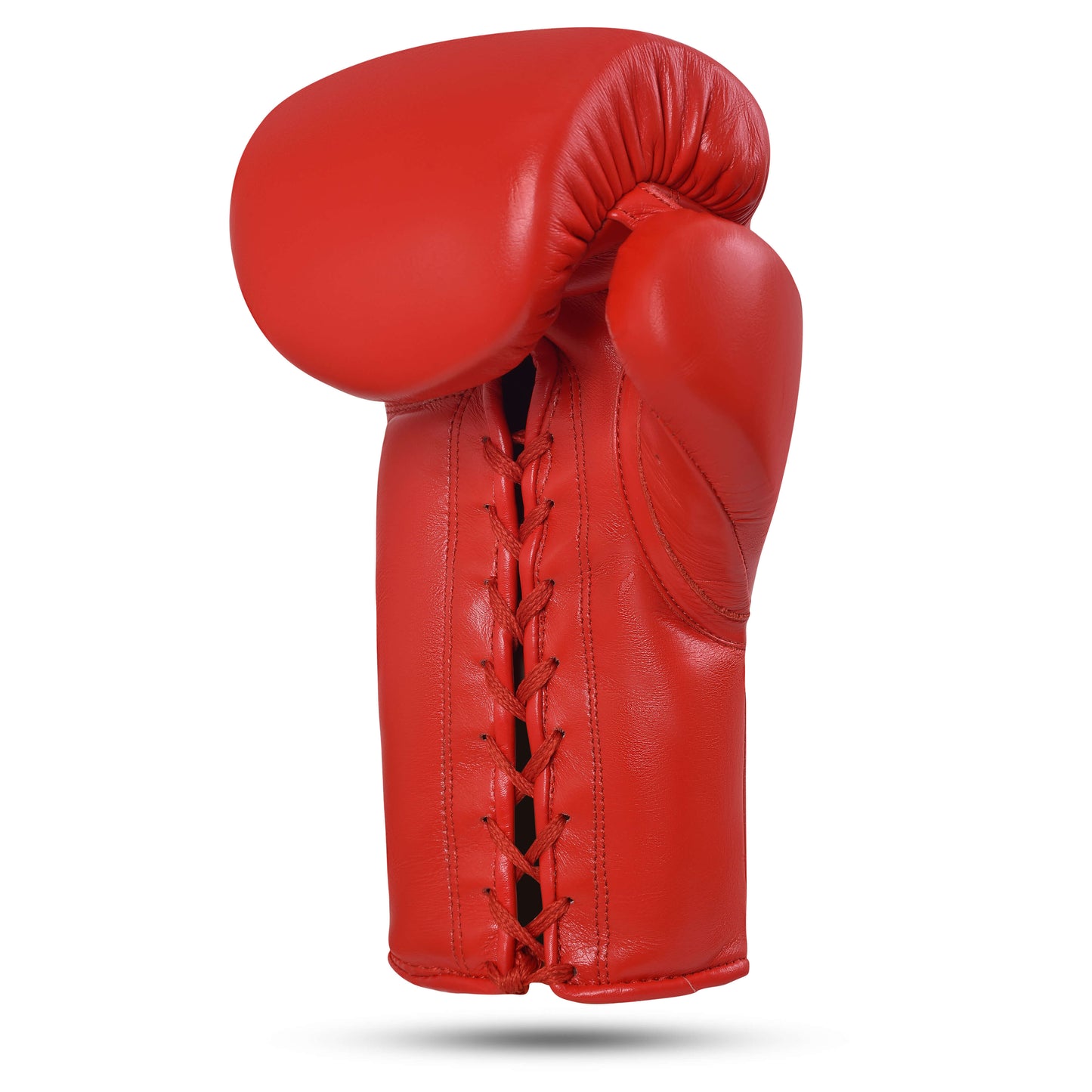 Fereli Ludus red leather boxing gloves for kickboxing with classic lace-up closure, durable training gear featured in boxing gear sale and available as premium boxing equipment online.