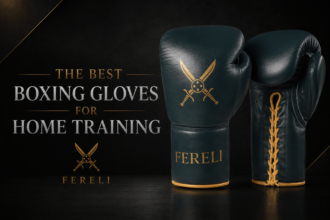 Fereli Dastan boxing gloves featured in a guide to the best boxing gloves for home training, highlighting premium leather construction, durability, comfort, and versatility for heavy bag and home gym workouts.