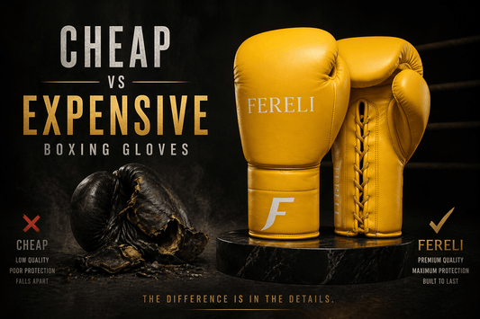 cheap vs expensive boxing gloves comparison showing low quality damaged gloves versus durable premium boxing gloves for training