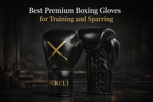 premium boxing gloves for training and sparring showing high end leather Fereli gloves with lace-up design