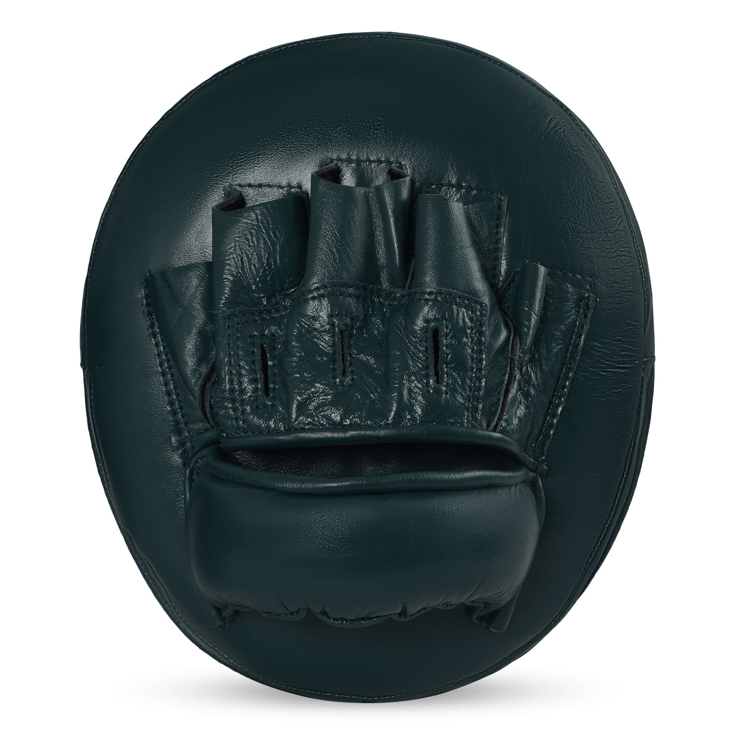 Back view of green Fereli Air Pad big mitts with padded hand slots, durable boxing strike pads for kick and punch training.