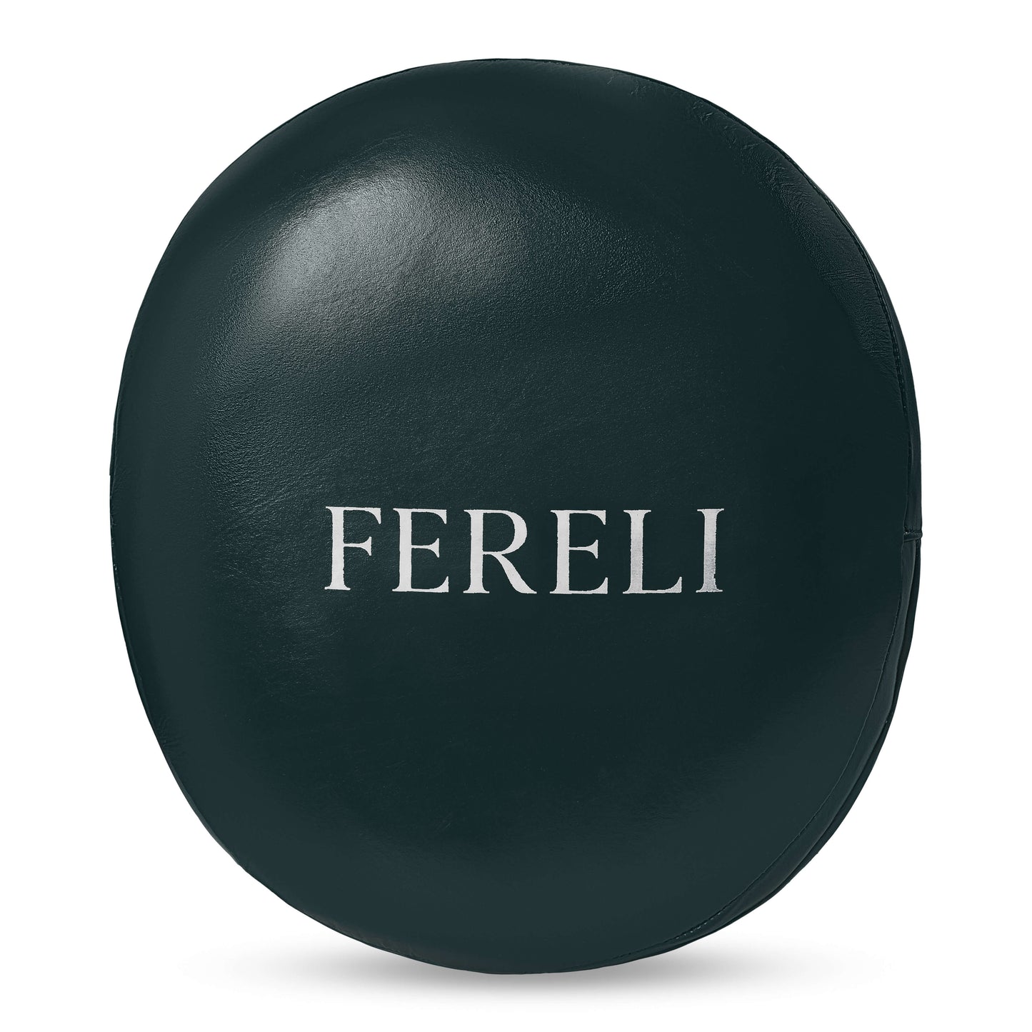 Front view of green Fereli Air Pad big mitts, durable leather boxing strike pads for kick and punch pad training.