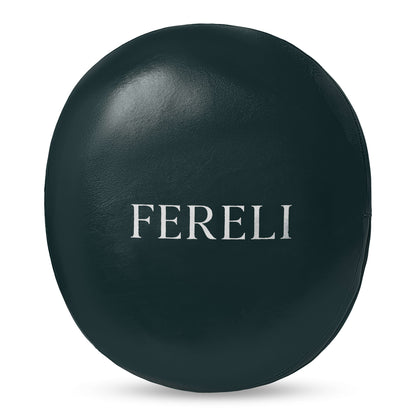 Front view of green Fereli Air Pad big mitts, durable leather boxing strike pads for kick and punch pad training.