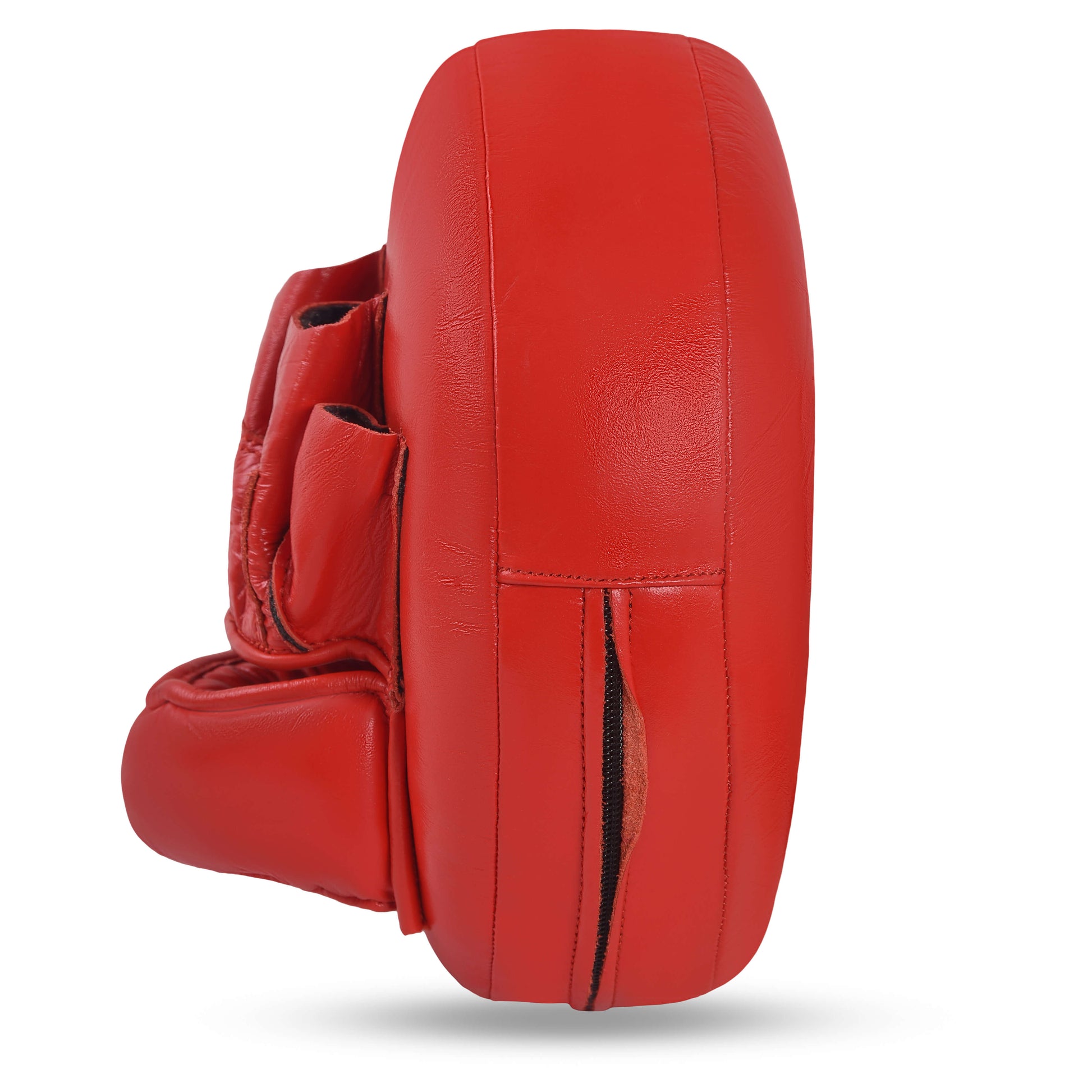 Side view of red Fereli Air Pad big mitts, designed for boxing strike pads training and kick and punch pads practice.