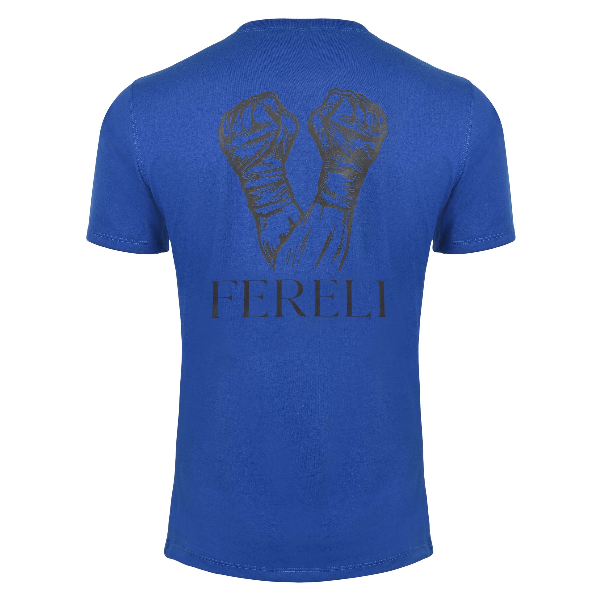Back view of the Fereli Rites T-Shirt featuring the signature wrapped fists graphic, inspired by combat heritage and boxing tradition.
