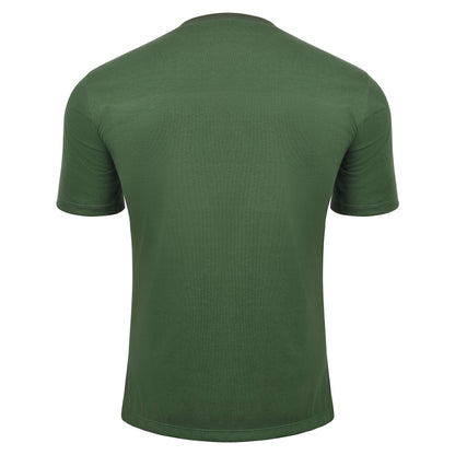 Back view of the Fereli Covenant T-Shirt in olive green, showcasing a clean, minimal design rooted in heritage-inspired athletic clothing.