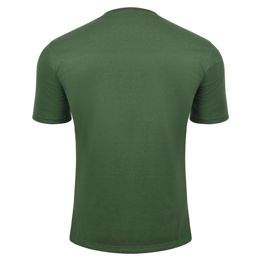 Back view of the Fereli Covenant T-Shirt in olive green, showcasing a clean, minimal design rooted in heritage-inspired athletic clothing.