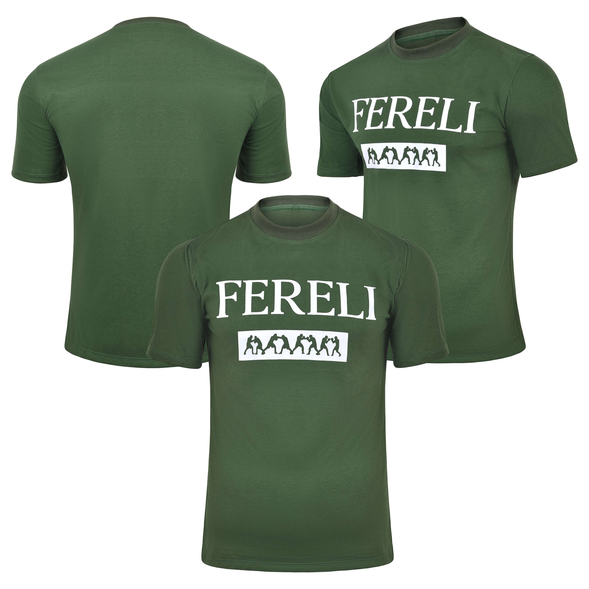 Multi view image of the Fereli Covenant T-Shirt displaying front, back, and angled perspectives, highlighting luxury combat lifestyle design and premium construction.