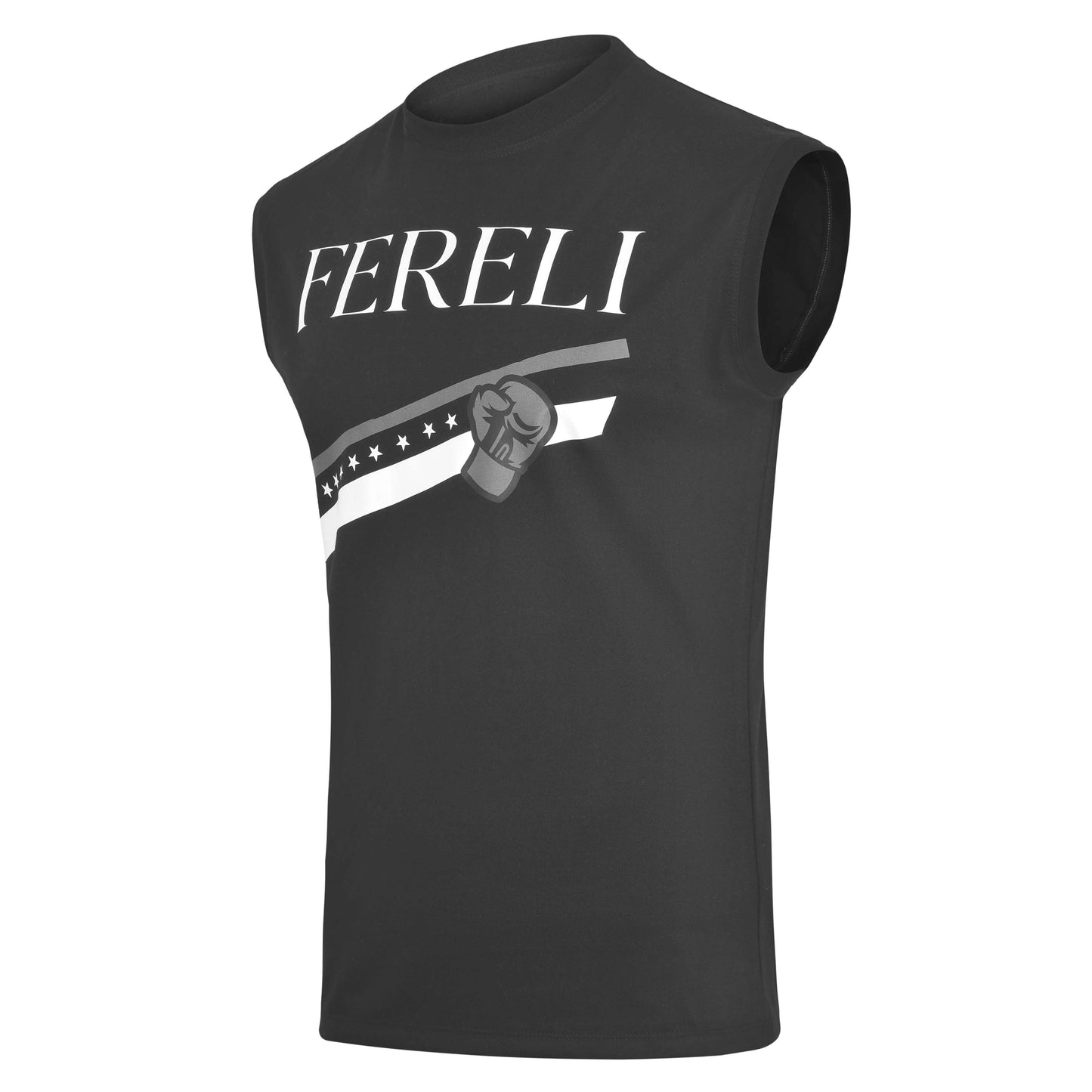 Fereli Creed Boxing Tank Top – side angle highlighting sleeveless cut and muscle-fit profile.