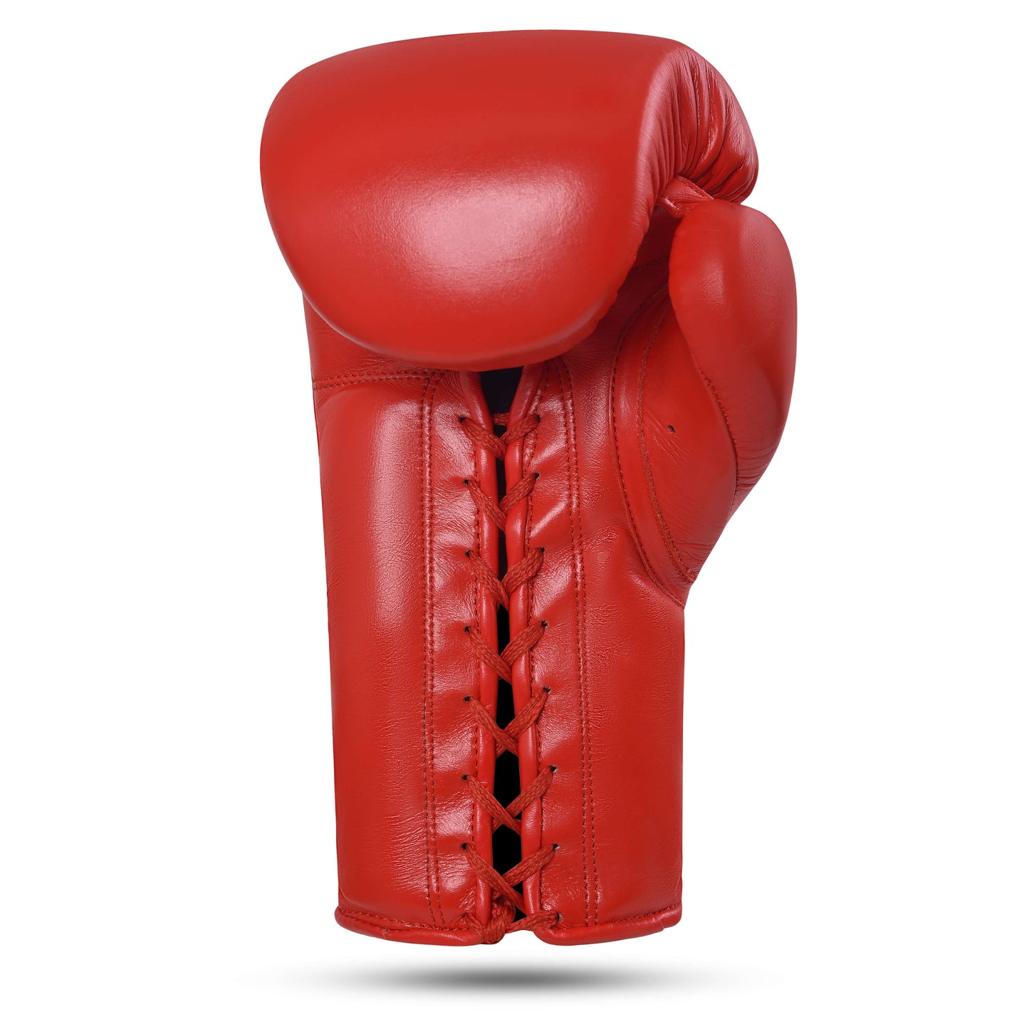 Fereli Ludus boxing gloves for kickboxing with red leather lace-up closure, durable full-grain design featured in boxing gear sale and available from boxing equipment online.