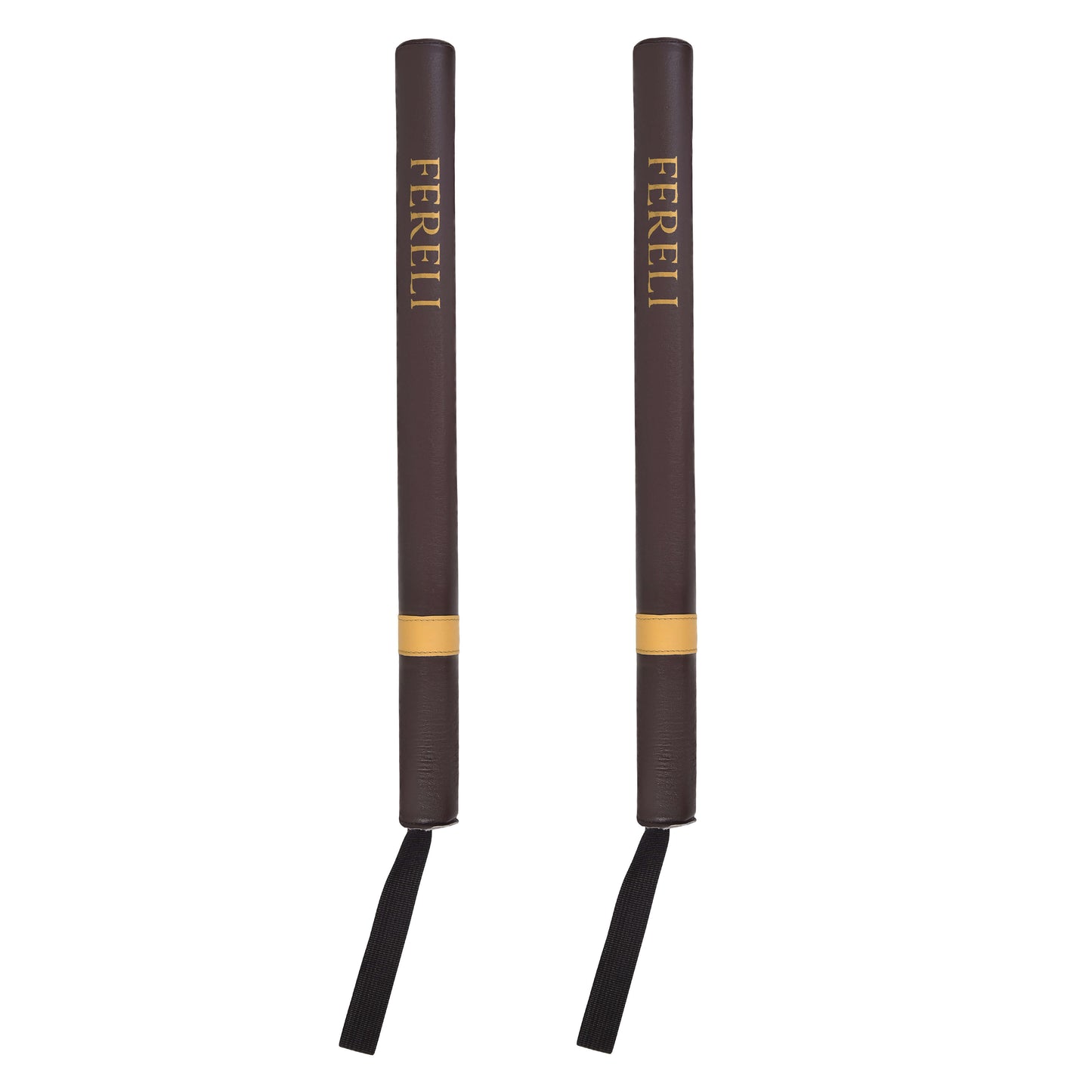 Fereli brown leather striking sticks front view – boxing fight sticks for precision training and head movement drills.