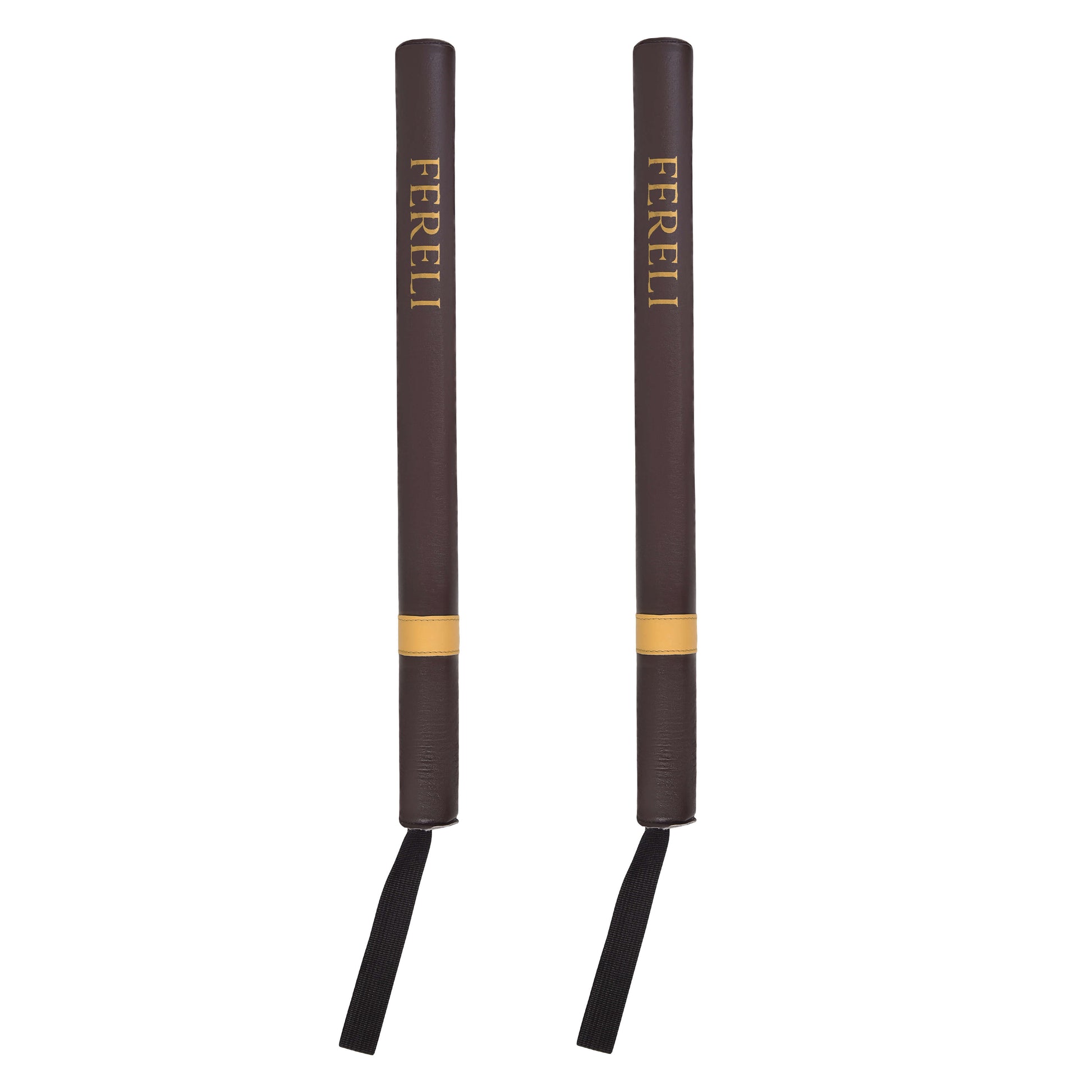Fereli brown leather striking sticks front view – boxing fight sticks for precision training and head movement drills.