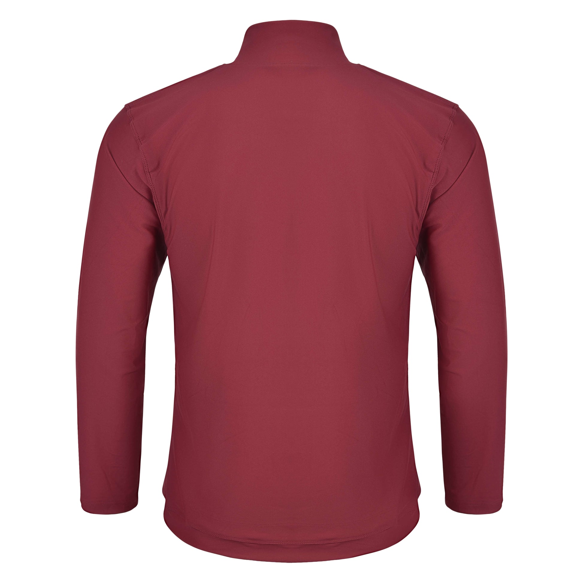 Back view of the Fereli Training Quarter Zip in burgundy showing a streamlined athletic fit