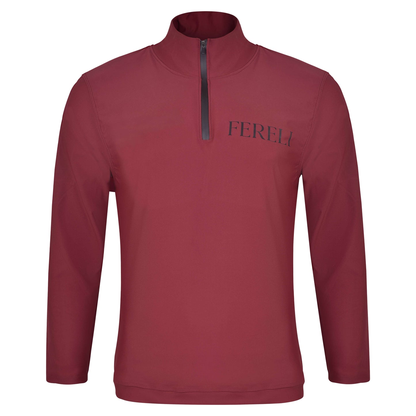 Front view of the Fereli Training Quarter Zip in burgundy featuring a clean design and subtle Fereli logo
