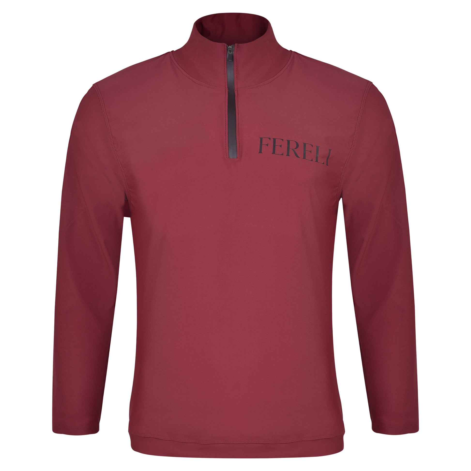 Front view of the Fereli Training Quarter Zip in burgundy featuring a clean design and subtle Fereli logo