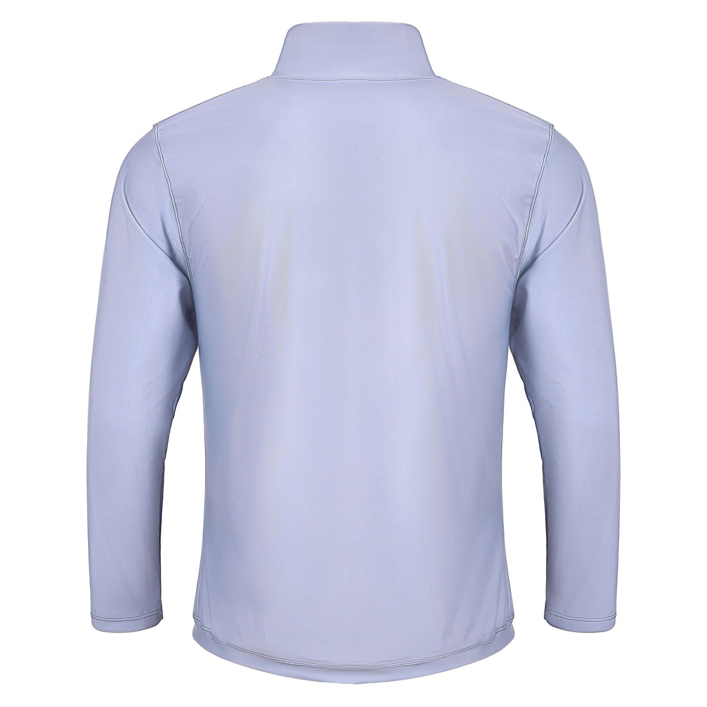 Back view of Fereli Training Quarter Zip in light grey showing clean fit and long sleeve design for training
