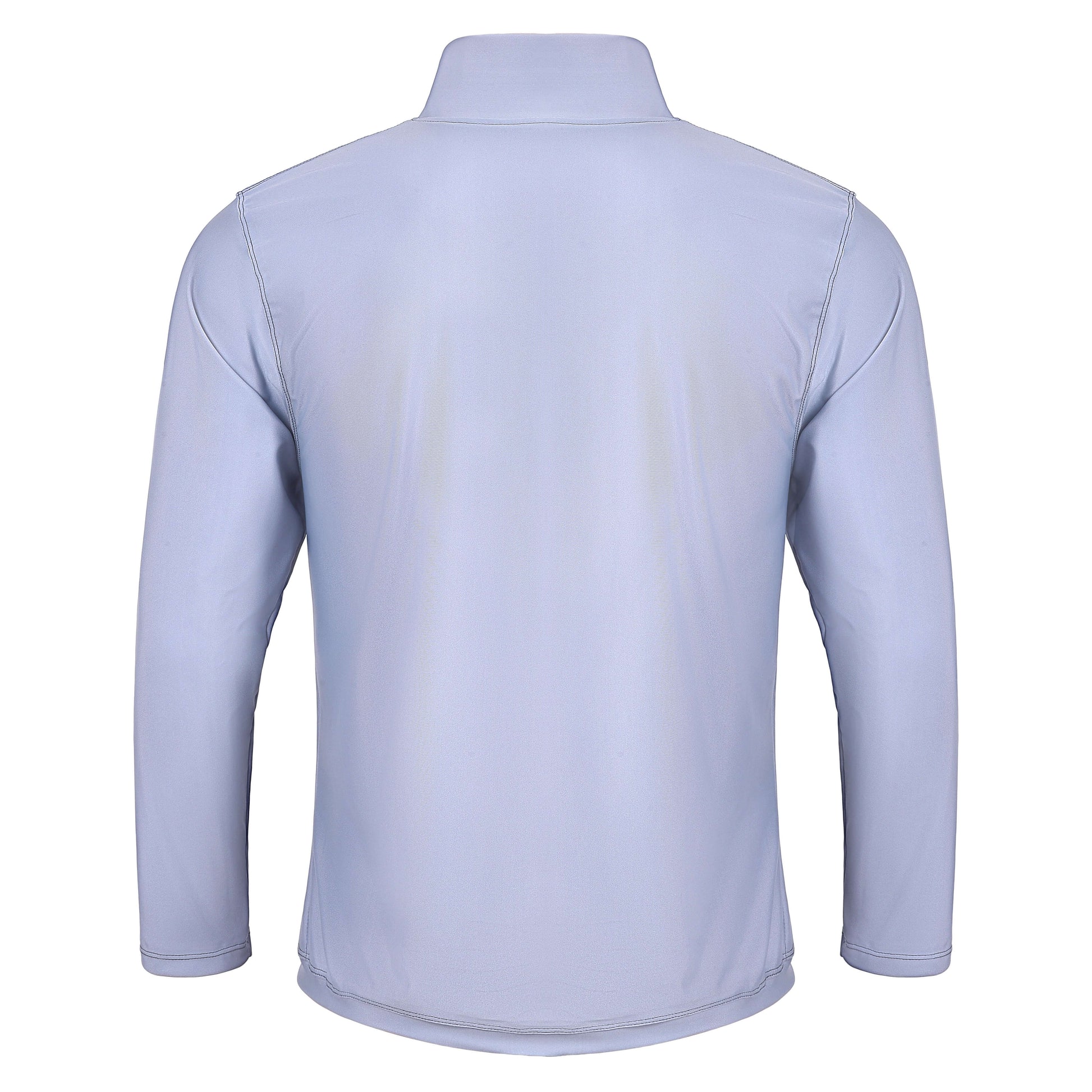 Back view of Fereli Training Quarter Zip in light grey showing clean fit and long sleeve design for training
