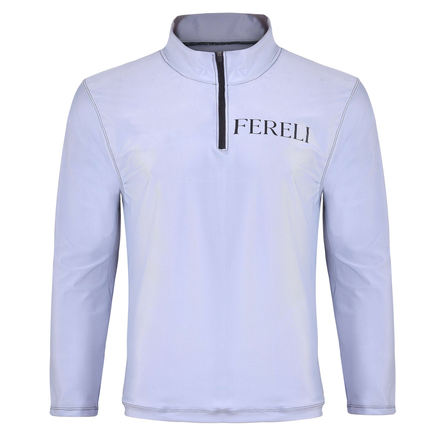 Front view of Fereli Training Quarter Zip in light grey with quarter zip collar and lightweight training fabric